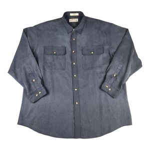 Orvis 100% Silk Mens Button Up Shirt Blue Long Sleeve Size XL